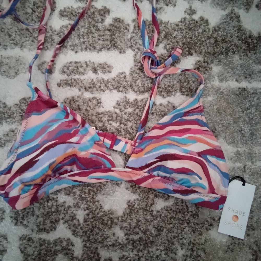 Shade & Shore Women's Multi-Color Swim Top, Size M (8-10)